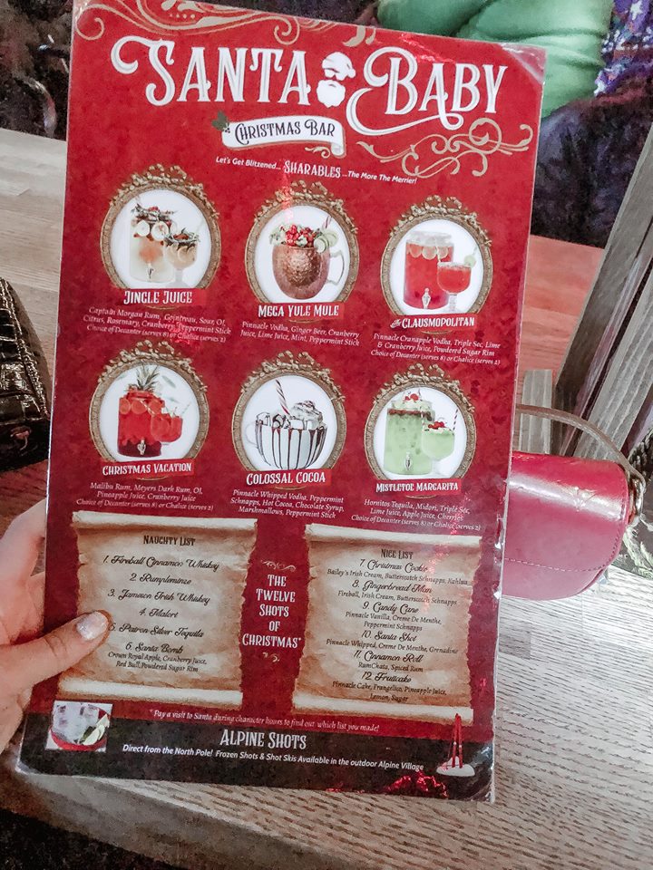 santa baby christmas bar menu